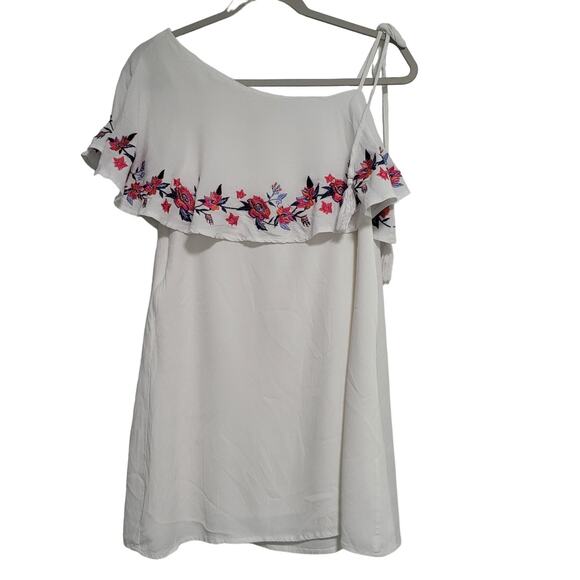 miami Dresses & Skirts - Miami White Floral Dress Sleeveless Tie Spaghetti Strap Mini Dress Size Small